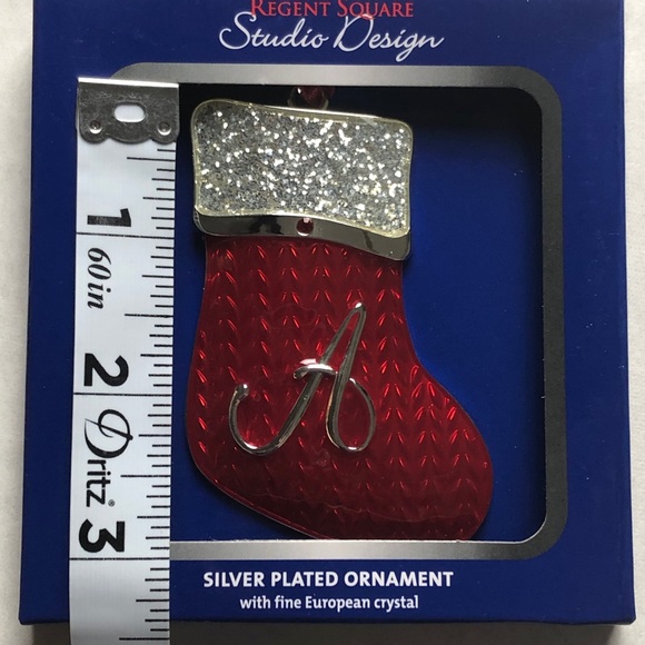 Studio Design Regent Square Initial A Enamel Christmas Ornament European Crystal - Picture 4 of 4